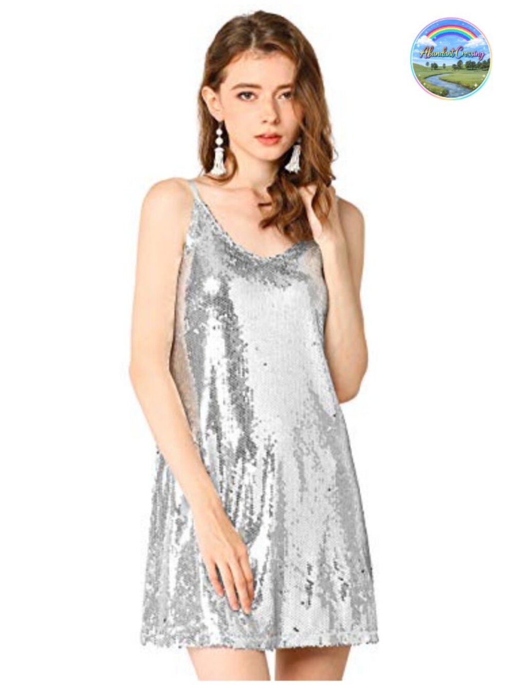 Glitter Sequin Mini Dress Spaghetti Strap V Neck Party Clubwear